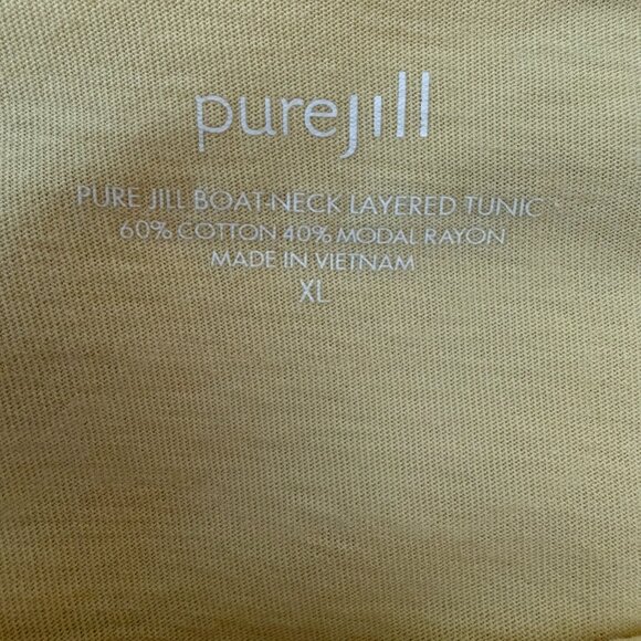Pure J Jill XL Boat Neck Layered Tunic Butter Yellow 3/4 Sleeve Cotton Modal - Picture 6 of 11